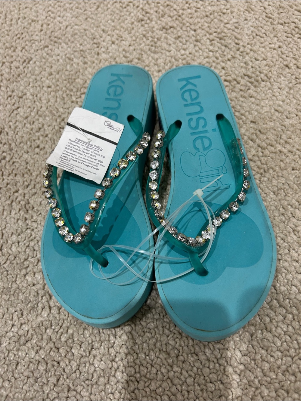 Kensie Girl Turquoise Jeweled Thong Sandals